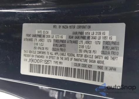 2024 Mazda Cx-90 3.3 Turbo Premium from USA, damaged, VIN JM3KKDHDXR1162671